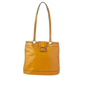 Patricia Nash Marola Leather Frame Satchel Bag Purse Tote Sunset Yellow NWT